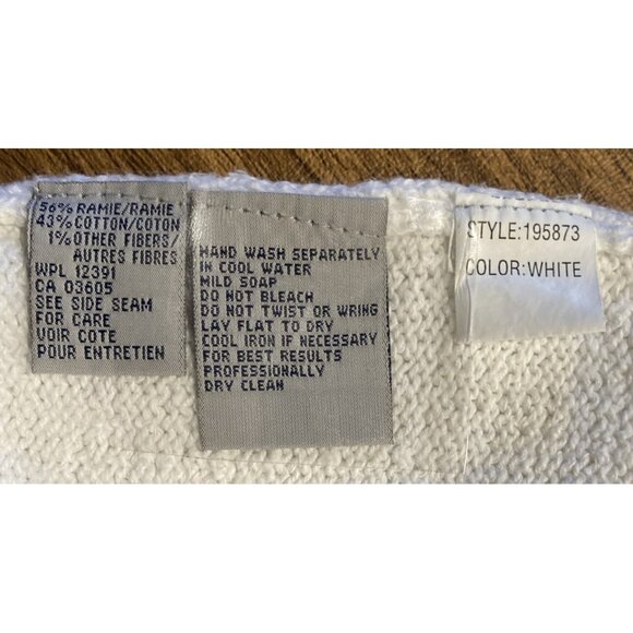 Northern Isles Hand Embroidered Sweater Pullover Short Sleeve White Stretch - Picture 5 of 9